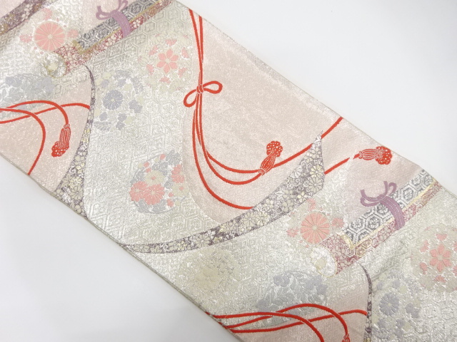 JAPANESE FUKURO OBI / WOVEN FLOWER ROUNDEL